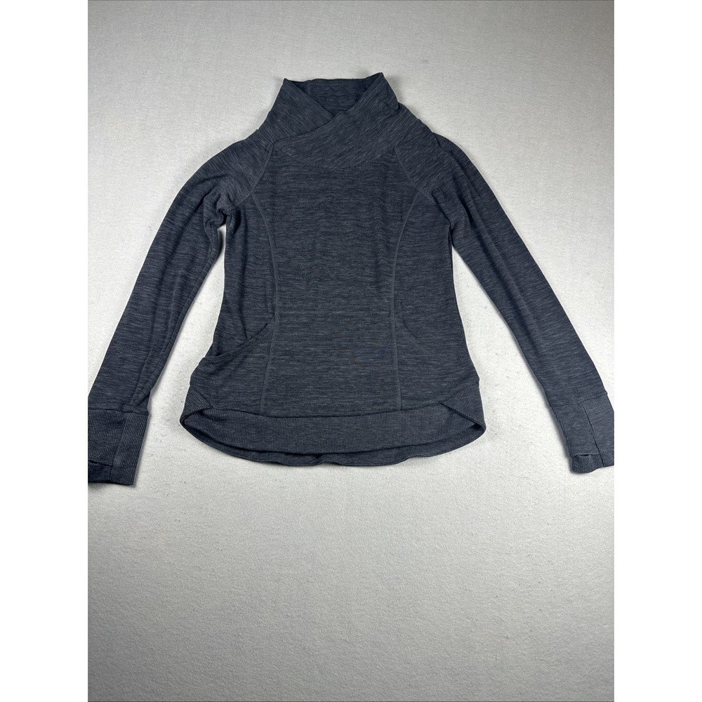 Athleta Pullover Women XS Dark Grey Cowl Neck Long Sleeve Activewear Pocket‎